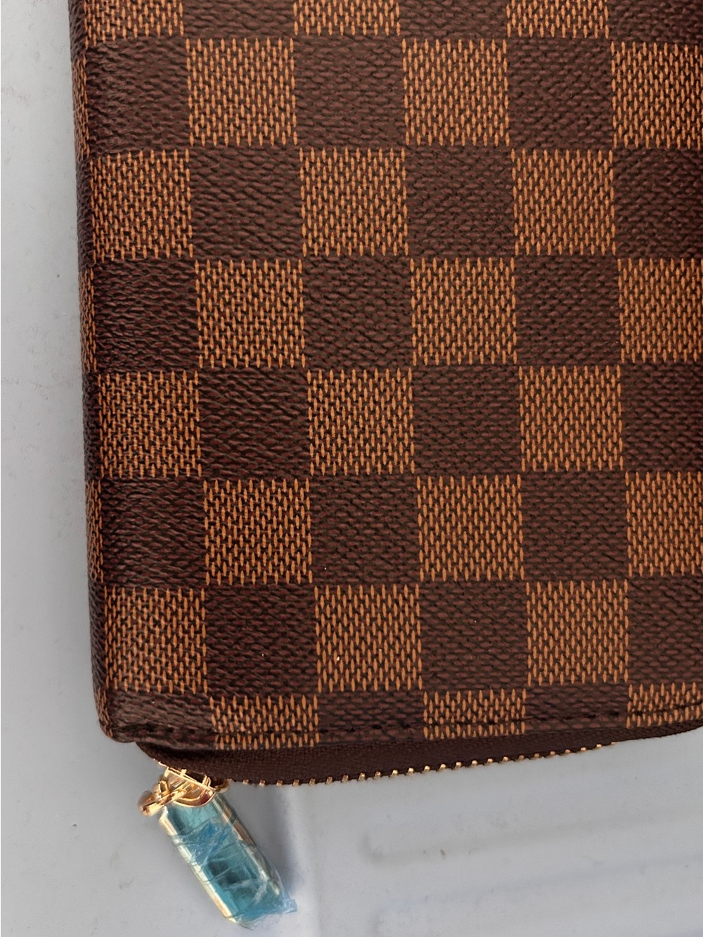 Brown Checkered Zip Wallet Classic - Picture 3 of 6